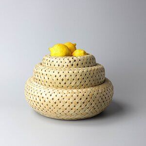 Handmade Stackable Bamboo Baskets Set Home Office